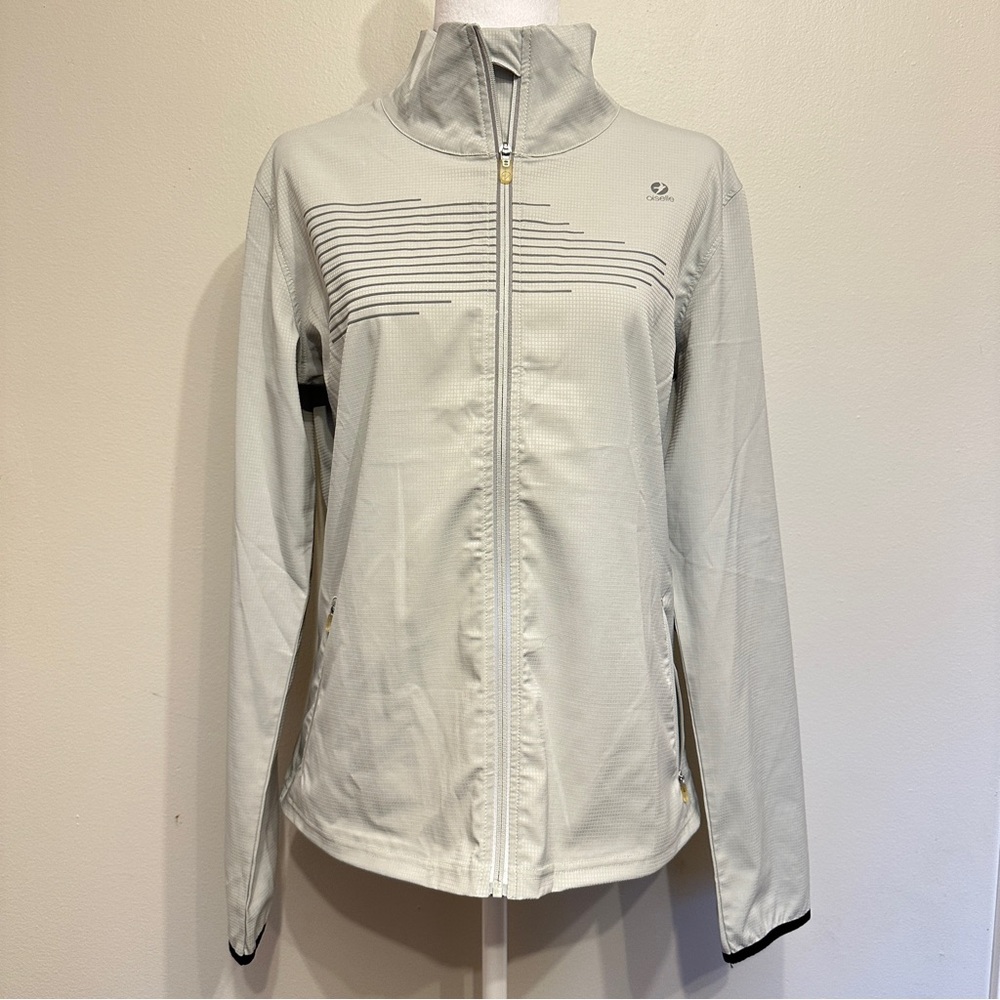 Oiselle Burke Jacket Women's Ripstop Gray Ultralight Windbreaker - Sz 8 Medium